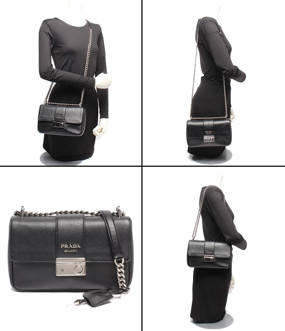 PRADA チェーンショルダーバッグ 斜め掛け 肩掛け サフィアーノ 1BD298 レディース プラダ