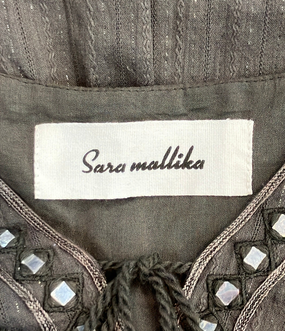 sara mallika 半袖 コットン ジャカード ミラー 刺繍 ドレス ワンピース レディース SIZE S サラマリカ