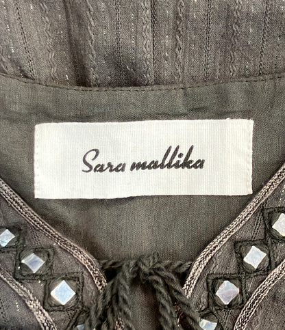 sara mallika 半袖 コットン ジャカード ミラー 刺繍 ドレス ワンピース レディース SIZE S サラマリカ