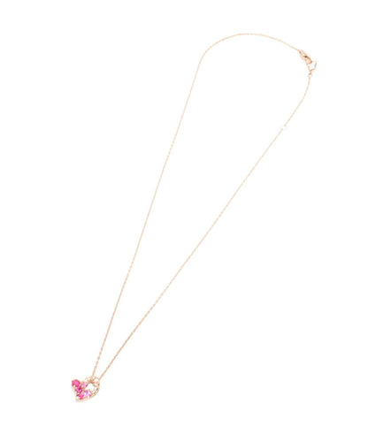 美品 ポンテヴェキオ ネックレス K18 ルビー 0.17ct ピンクサファイア 0.09ct ダイヤ 0.05ct ハートモチーフ レディース Ponte Vecchio