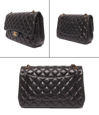 CHANEL チェーンショルダーバッグ 肩掛け ラムスキン ダブルフラップ ダブルチェーン ゴールド金具 マトラッセ レディース シャネル