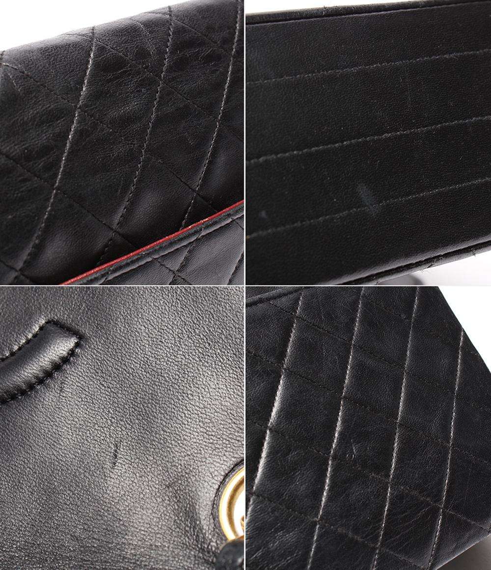 CHANEL チェーンショルダーバッグ ダブルチェーン シングルフラップ ゴールド金具 ラムスキン 0番台 マトラッセ25 A1300 レディース シャネル