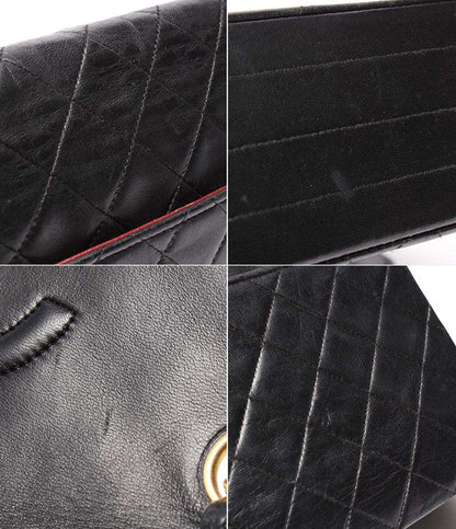 CHANEL チェーンショルダーバッグ ダブルチェーン シングルフラップ ゴールド金具 ラムスキン 0番台 マトラッセ25 A1300 レディース シャネル