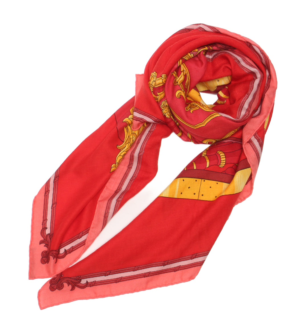 美品 HERMES 大判ストール スカーフ GRAND CARROSSE povr vn AMBASSADEUR 大使の偉大な運送 レディース エルメス
