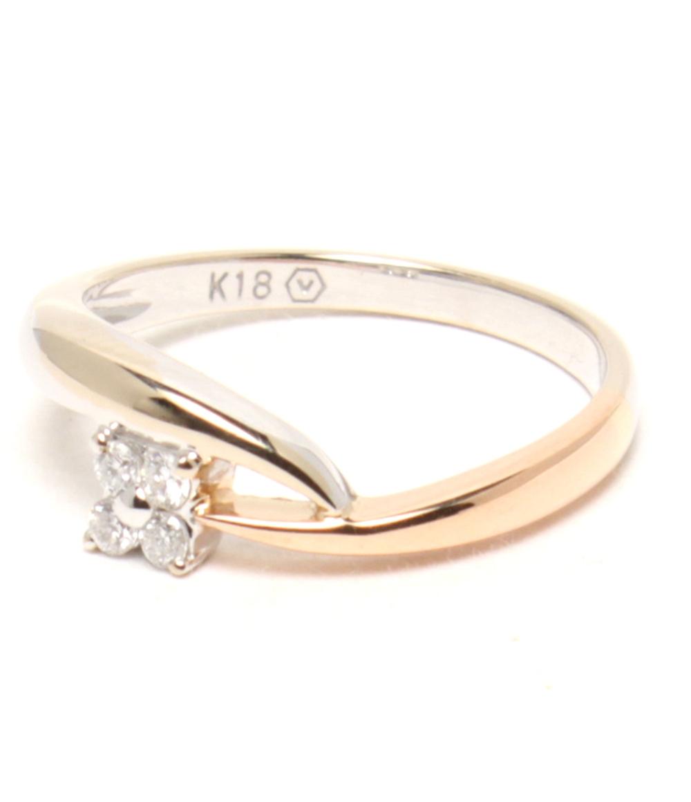 美品 VENDOME AOYAMA リング 指輪 K18 ダイヤ 4P レディース SIZE 7号 ヴァンドームアオヤマ