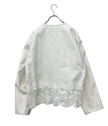 美品 Drawer ノーカラージャケット レース 23SS 6522-299-0779 レディース SIZE 38 (S) ドゥロワー