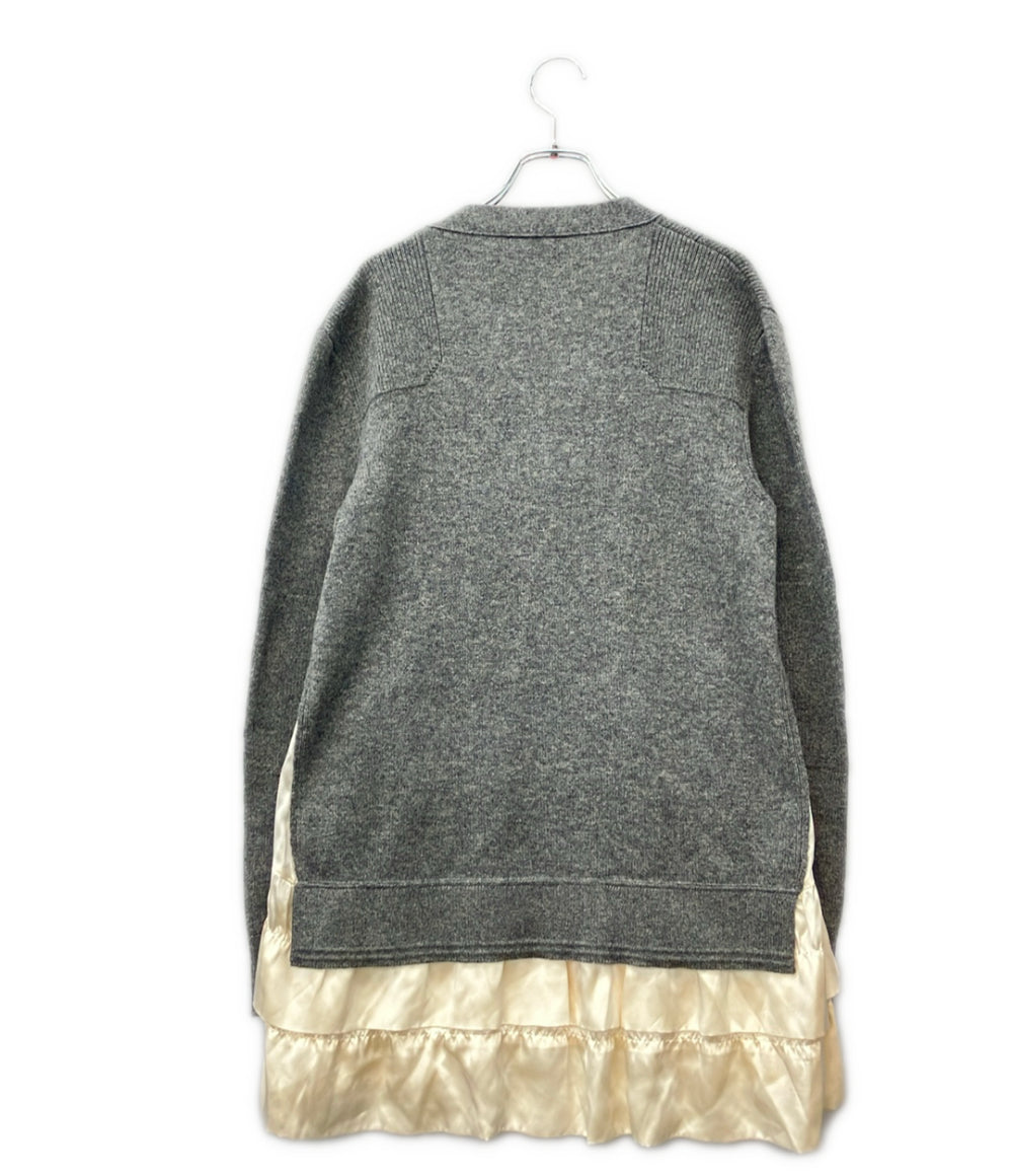 LOUIS VUITTON 長袖 裾フリル ドッキング ニットカーディガン ECC-W09 レディース SIZE S ルイ・ヴィトン