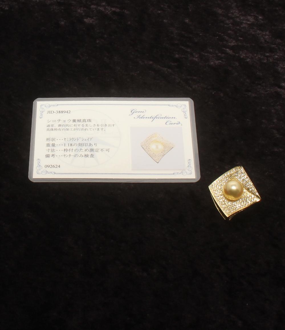 美品 ブローチ 白蝶真珠ゴールド 11mm ダイヤ 1.18ct レディース