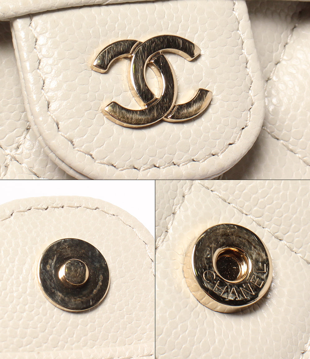美品 CHANEL ミニチェーンウォレット マトラッセ ゴールド金具 ランダム番台 キャビアスキン AP0238 レディース シャネル