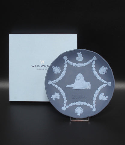 WEDGWOOD イヤープレート 飾り皿 18cm 2004 ジャスパー ポートランドブルー ウエッジウッド
