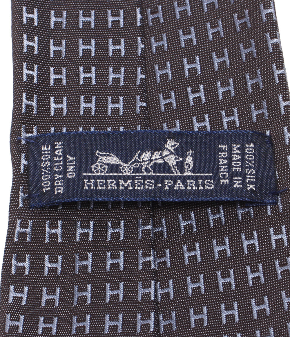 美品 HERMES ネクタイ シルク100％ ファソネH メンズ エルメス