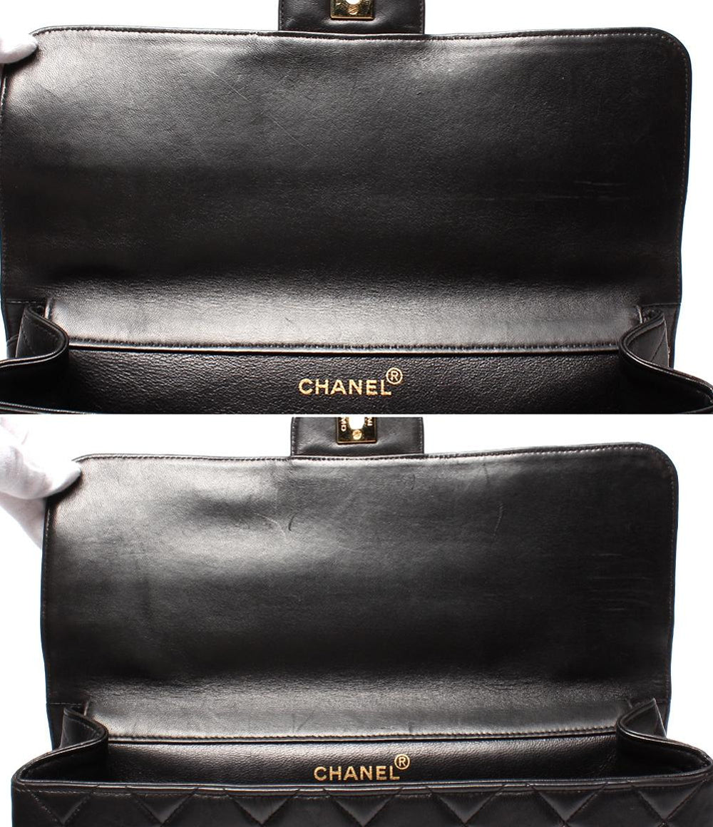 CHANEL ショルダーバッグ ダブルフェイス ダブルチェーン ラムスキン ゴールド金具 肩掛け デカマトラッセ 30 レディース シャネル