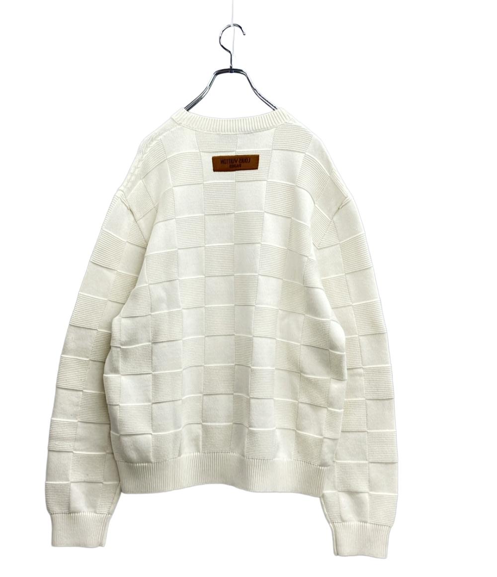 LOUIS VUITTON 長袖ニット クルーネック ダミエスティッチ インサイドアウト ダミエ メンズ SIZE L ルイ・ヴィトン