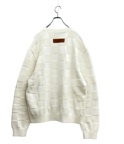 LOUIS VUITTON 長袖ニット クルーネック ダミエスティッチ インサイドアウト ダミエ メンズ SIZE L ルイ・ヴィトン