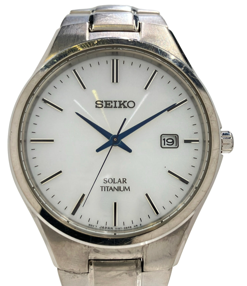 SEIKO 腕時計 ソーラー ホワイト V157-0BB0 メンズ セイコー