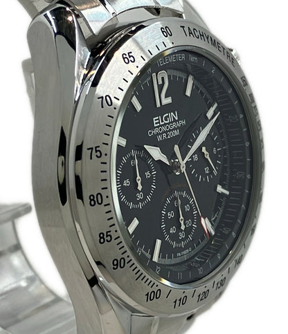 ELGIN 腕時計 クオーツ ブラック FK-1192 メンズ エルジン