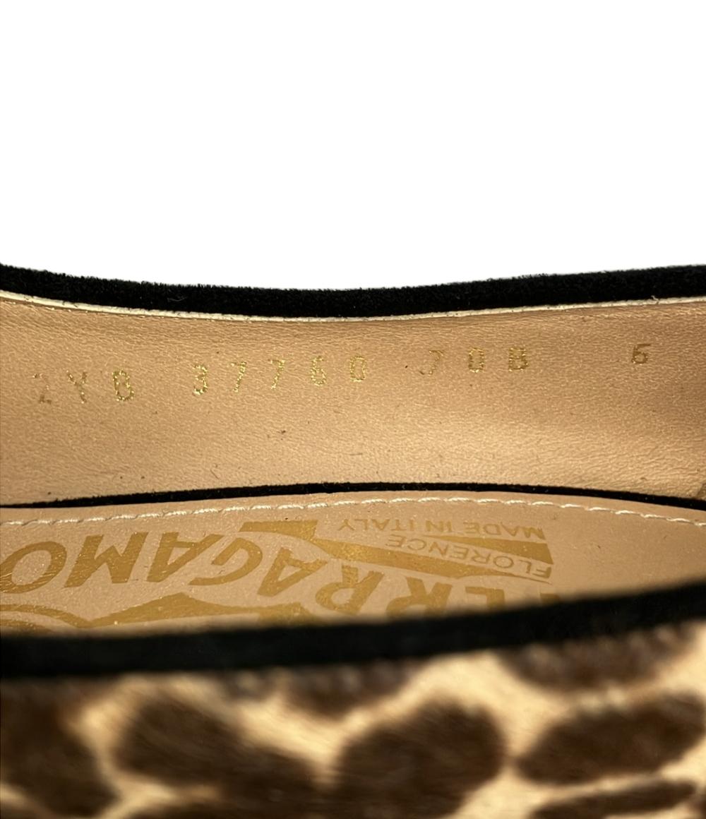 美品 サルヴァトーレフェラガモ レオパード柄ハラコパンプス 2YB 37760 70B レディース SIZE 6 (M) Salvatore Ferragamo