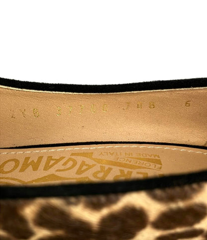 美品 サルヴァトーレフェラガモ レオパード柄ハラコパンプス 2YB 37760 70B レディース SIZE 6 (M) Salvatore Ferragamo