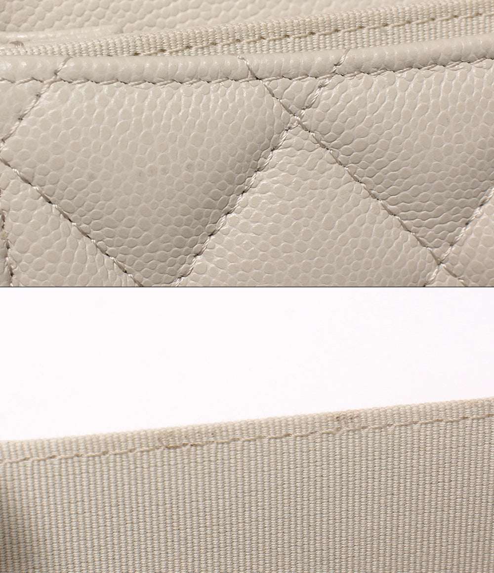 美品 CHANEL ミニチェーンウォレット マトラッセ ゴールド金具 ランダム番台 キャビアスキン AP0238 レディース シャネル