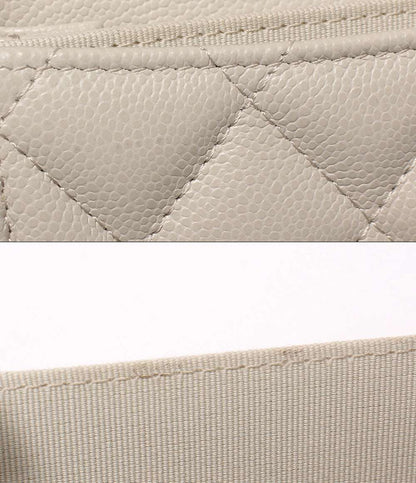 美品 CHANEL ミニチェーンウォレット マトラッセ ゴールド金具 ランダム番台 キャビアスキン AP0238 レディース シャネル