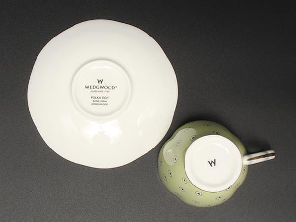 美品 WEDGWOOD カップ＆ソーサー ポルカドット グリーン ウエッジウッド