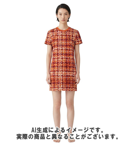 美品 HERMES 半袖 ボルデュックチェック ワンピース 5E4524DK レディース SIZE 38 (S) エルメス