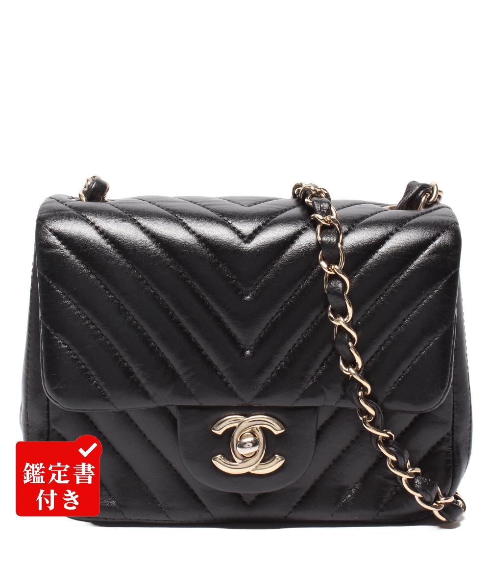 CHANEL チェーンショルダーバッグ ミニマトラッセ Vステッチ シングルフラップ シングルチェーン ゴールド金具 シェブロン レディース シャネル