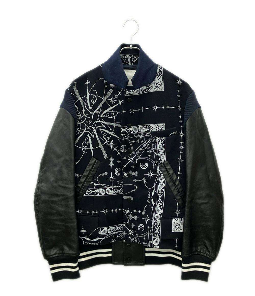 sacai 人気MA-1 ブルゾン ネイビー　プロフ必読！ Sacai Dr.Woo ブルゾンBANDANA PRINT MA-1 BOMBER JACKET ペイズリー