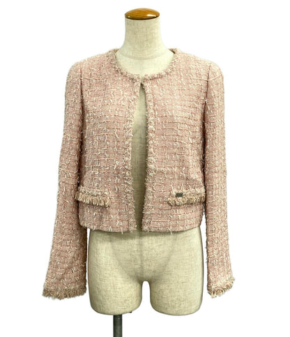 美品 フォクシー ブティック ツイードジャケット ノーカラー レディース SIZE 40 (M) FOXEY BOUTIQUE