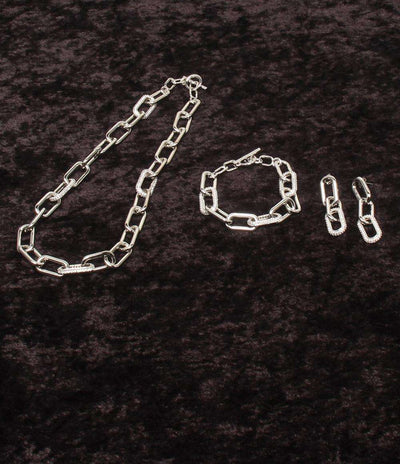 美品 STELLER HOLLYWOOD ネックレス ブレスレット ピアス メタルシャイニーチェーン 3点セット レディース ステラハリウッド