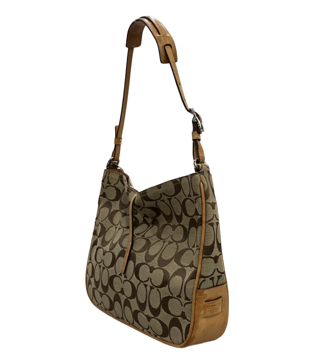コーチ ワンショルダーバッグ 肩掛け クリップホーボー レザー キャンバス ヌメ革 シグネチャー 6091 レディース COACH