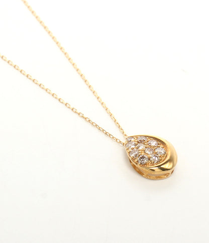 美品 ネックレス K18 ダイヤ 0.20ct 雫モチーフ レディース