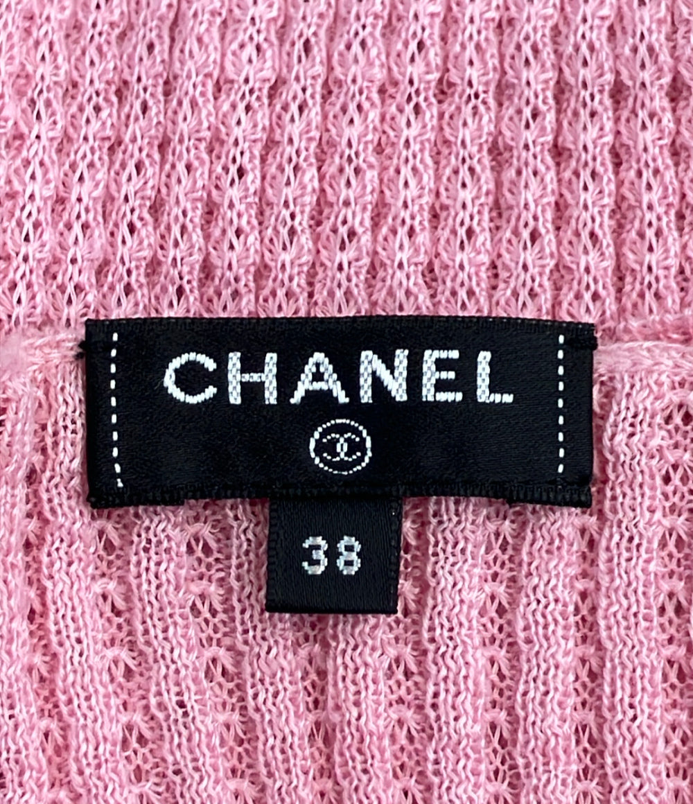 CHANEL 半袖 リネン Vネック ニット P56634K07410 レディース SIZE 38 (S) シャネル
