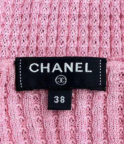 CHANEL 半袖 リネン Vネック ニット P56634K07410 レディース SIZE 38 (S) シャネル
