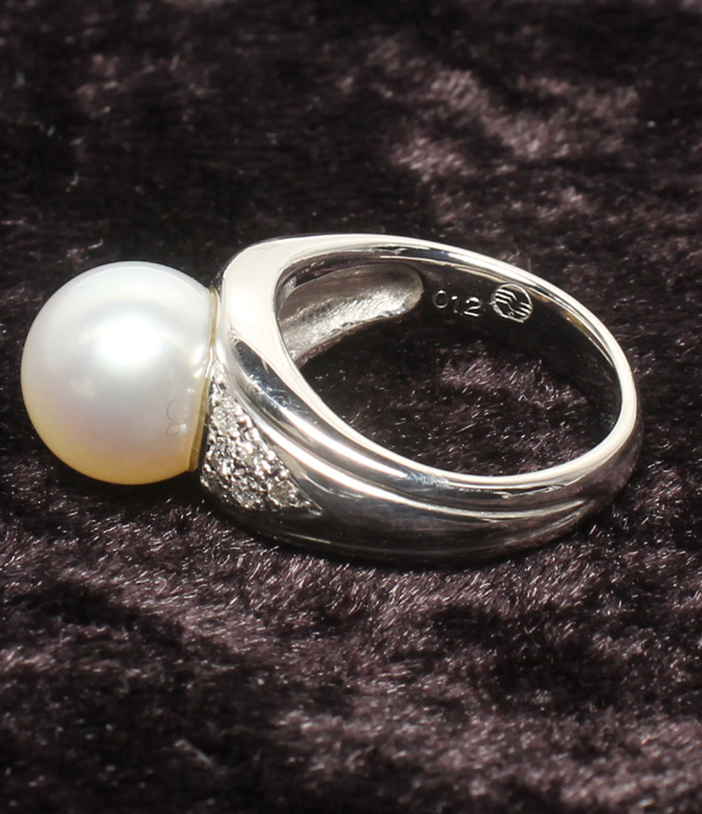 リング 指輪 Pt900 パール 9.4mm ダイヤ 0.12ct レディース SIZE 6号
