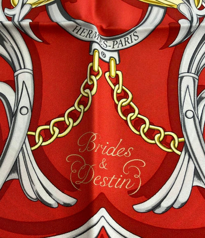 美品 エルメス スカーフ カレ90 シルク100% 可愛らしい花嫁 BRIDES ET DESTIN レディース HERMES
