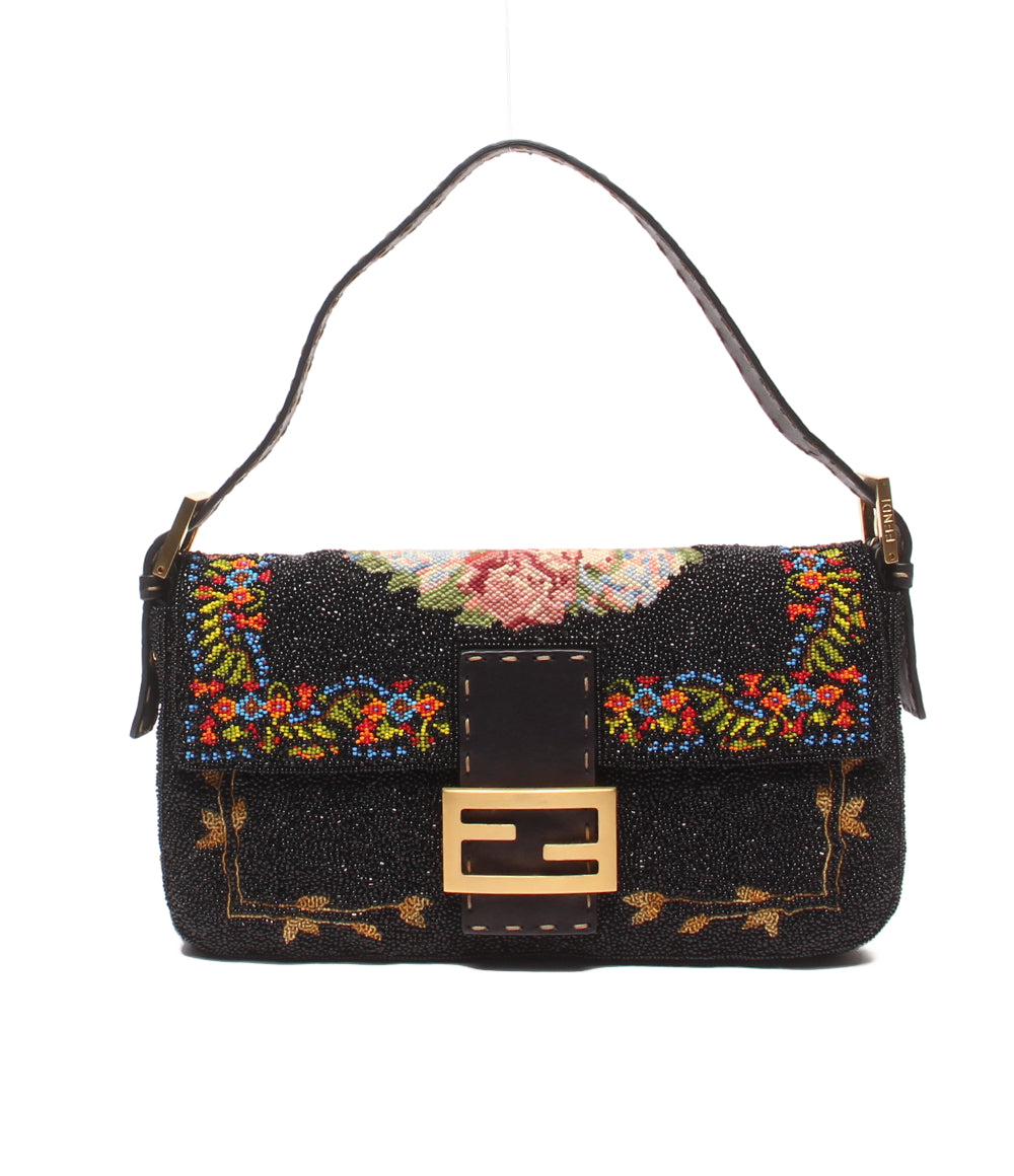 FENDI ハンドバッグ ショルダーバッグ 肩掛け フラワー刺繍 総ビーズ マンマバケット レディース フェンディ
