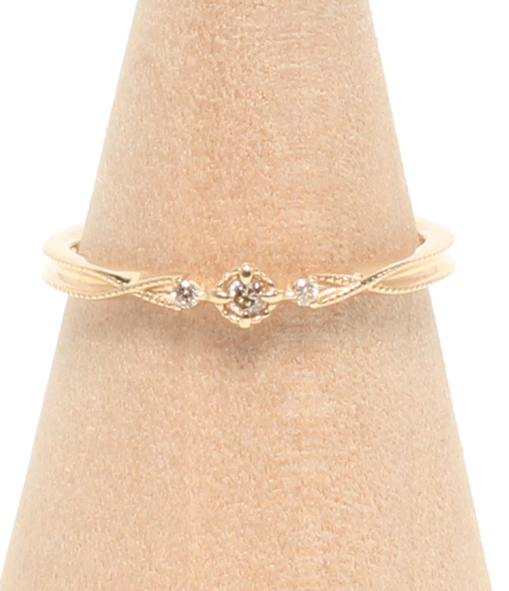 美品 agete リング 指輪 K10 ダイヤ 0.03ct レディース SIZE 7号 アガット