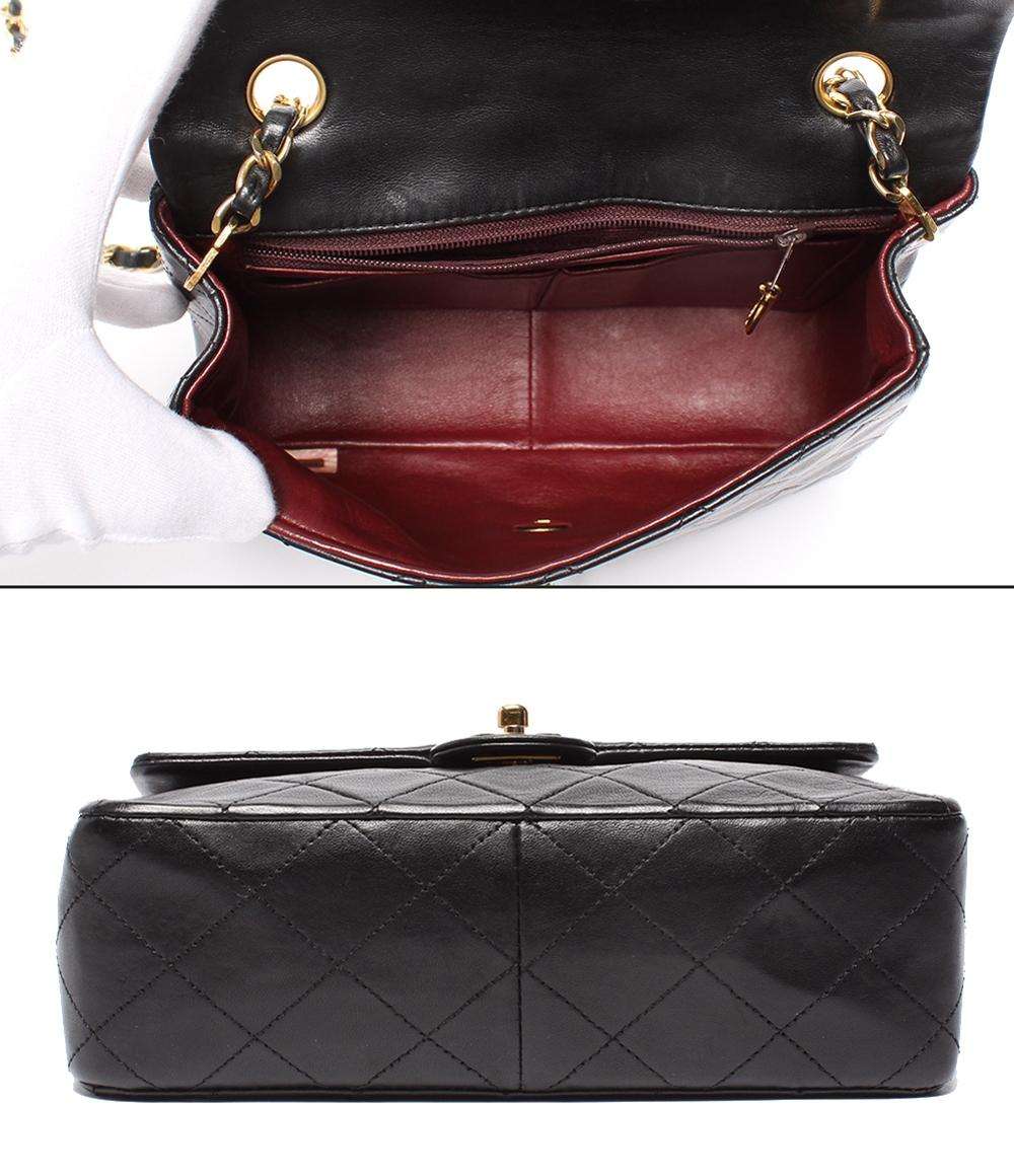 CHANEL チェーンショルダーバッグ ゴールド金具 マトラッセ20 ラムスキン 1番台 シングルチェーン シングルフラップ レディース シャネル