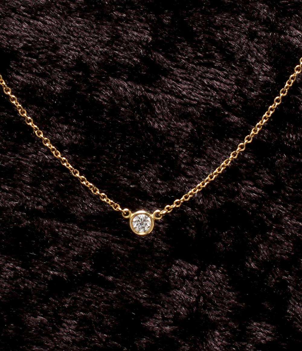 美品 ティファニー ネックレス K18 バイザヤード 1Pダイヤ レディース TIFFANY&Co.