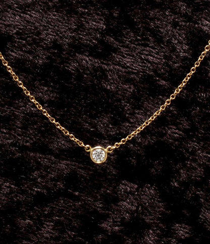 美品 ティファニー ネックレス K18 バイザヤード 1Pダイヤ レディース TIFFANY&Co.