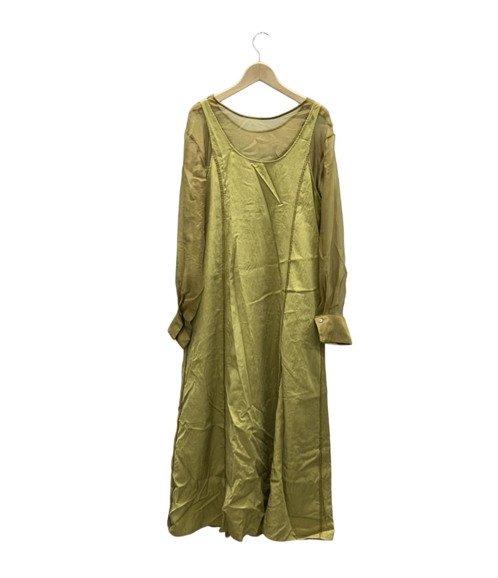 美品 レイビームス ナイロン切り替え長袖フレアロングワンピース レディース SIZE 0 (XS) Ray Beams