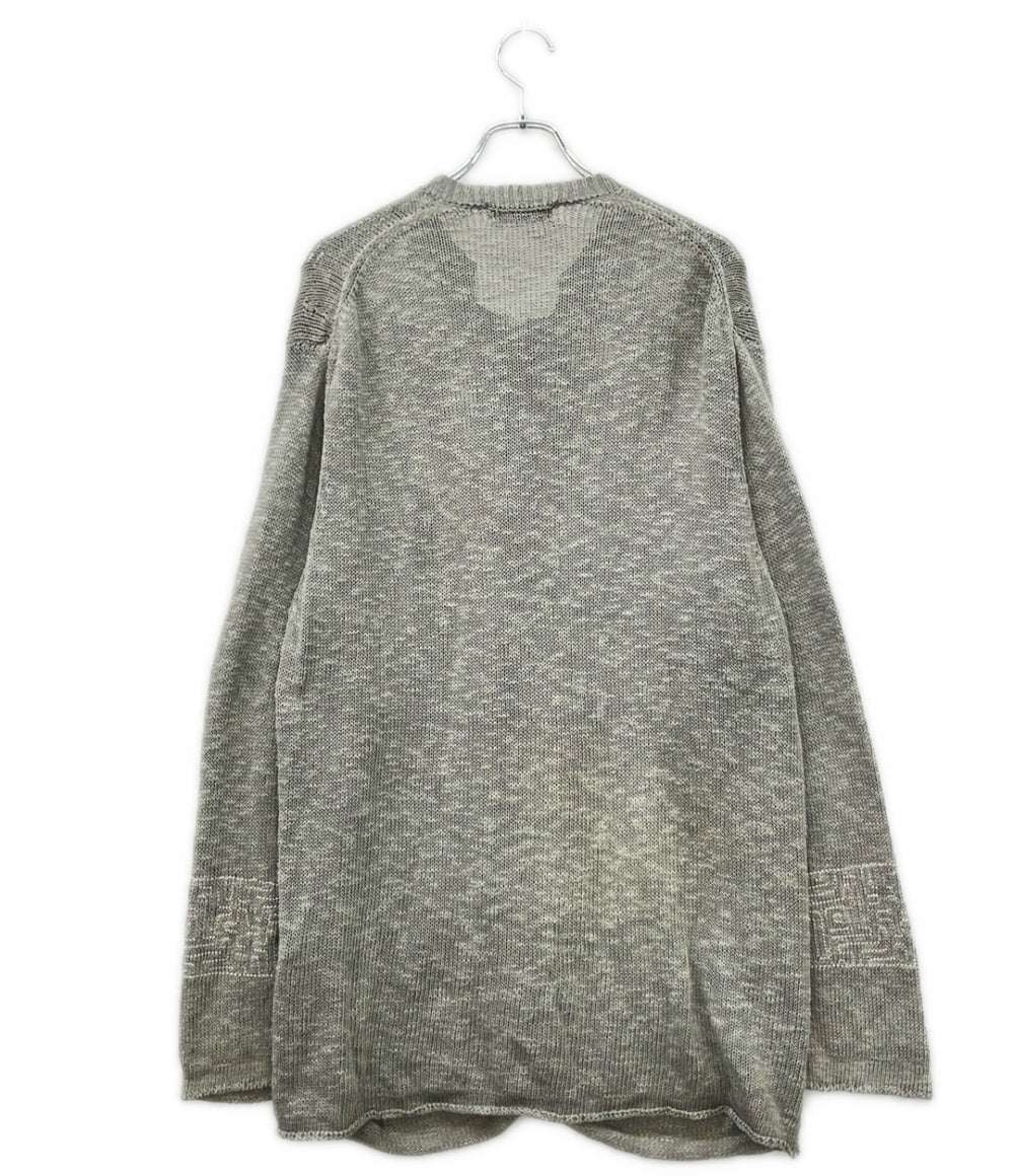 Yohji Yamamoto POUR HOMME 長袖 リネン混 オーバーサイズ マオカラーカーディガン メンズ SIZE 3 ヨウジヤマモトプールオム