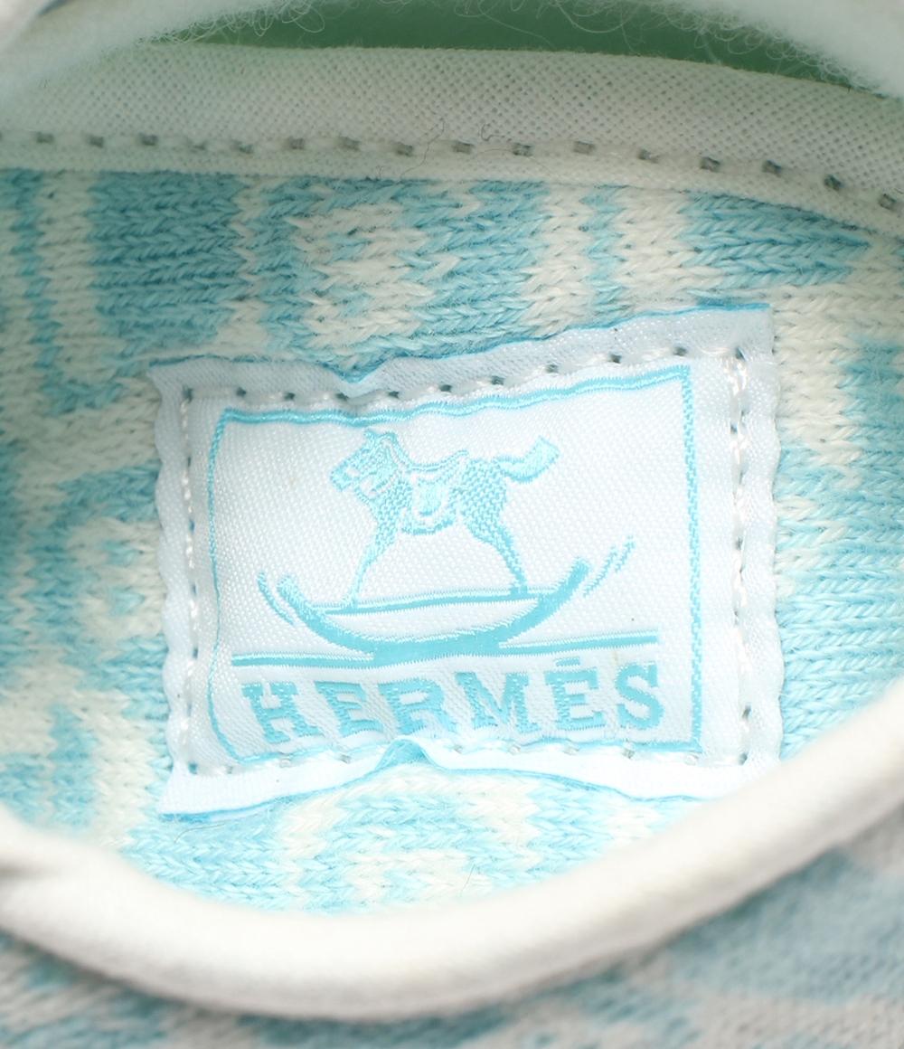 美品 HERMES ファーストシューズ ベビーシューズ アニマル柄 ブルー系