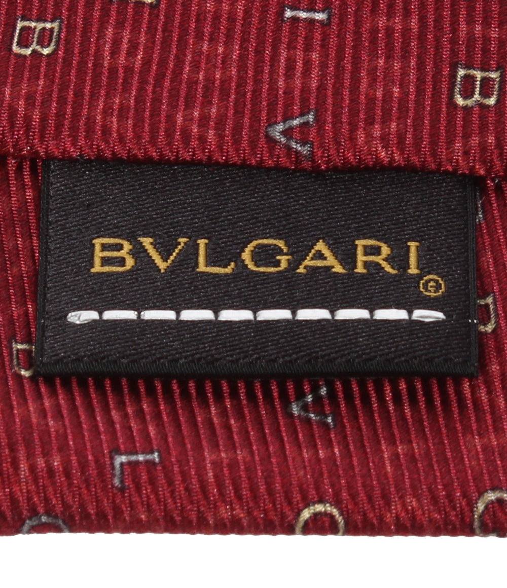 美品 BVLGARI ネクタイ シルク100％ ロゴマニア セブンフォールドタイ ロゴマニア メンズ ブルガリ