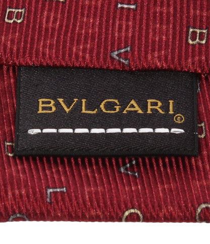 美品 BVLGARI ネクタイ シルク100％ ロゴマニア セブンフォールドタイ ロゴマニア メンズ ブルガリ