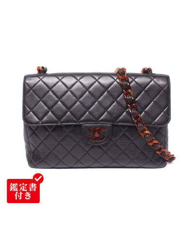CHANEL チェーンショルダーバッグ 肩掛け 斜め掛け ゴールド金具 4番台 デカマトラッセ シングルチェーン シングルフラップ レディース シャネル