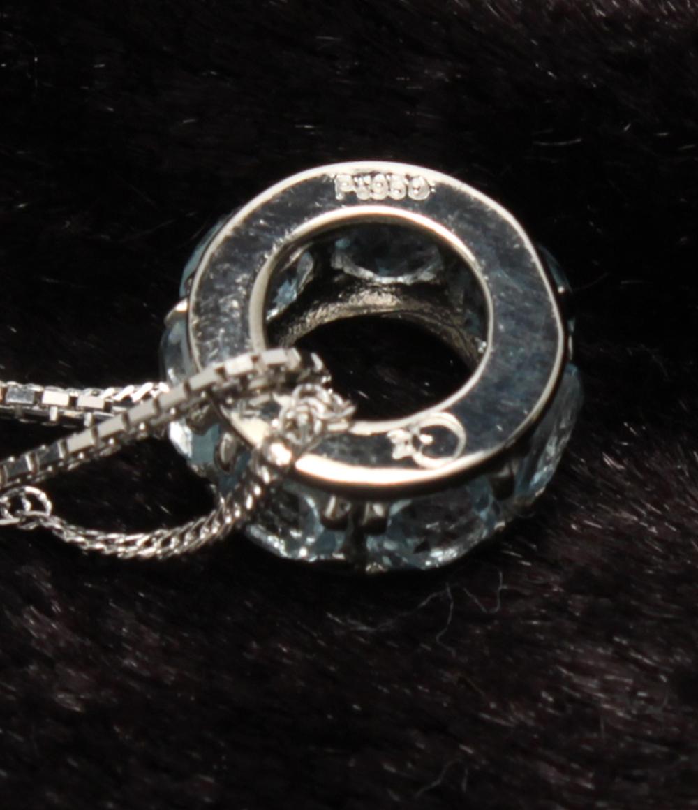 美品 ネックレス K18WG Pt950 ブルートパーズ レディース