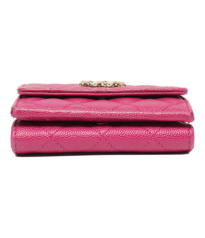 CHANEL 三つ折り財布 ゴールド金具 キャビアスキン スモールフラップウォレット レディース シャネル