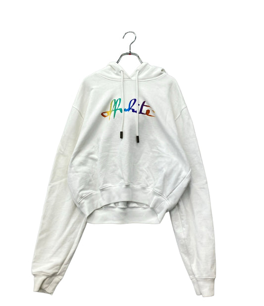 OFF-WHITE レインボーロゴ パーカー レディース SIZE M オフホワイト
